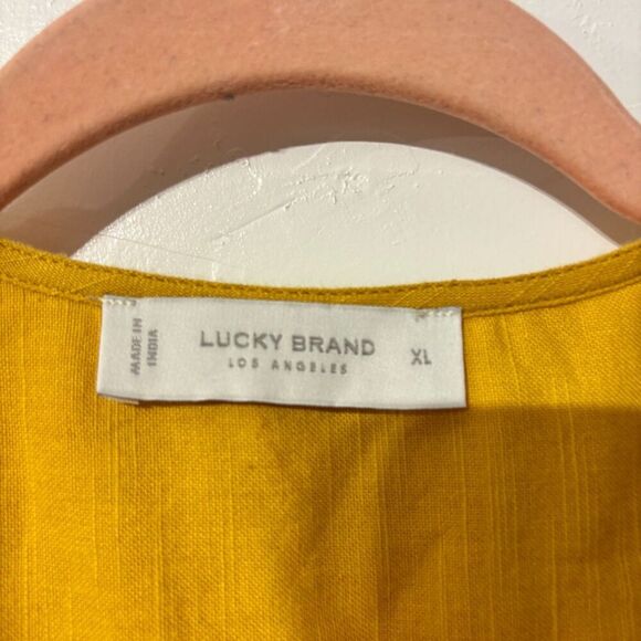 NWT Lucky Brand Womens Yellow Textured Side Tie Wrap Short Sleeve Top Size XL - Picture 4 of 12